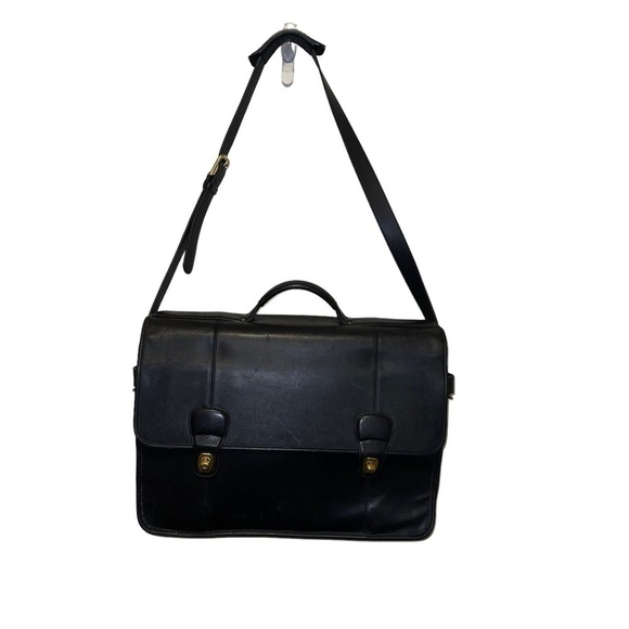 Coach F71066 Lexington Chocolate Brown Leather Turnlock  Coach Man Leather Laptop Bag